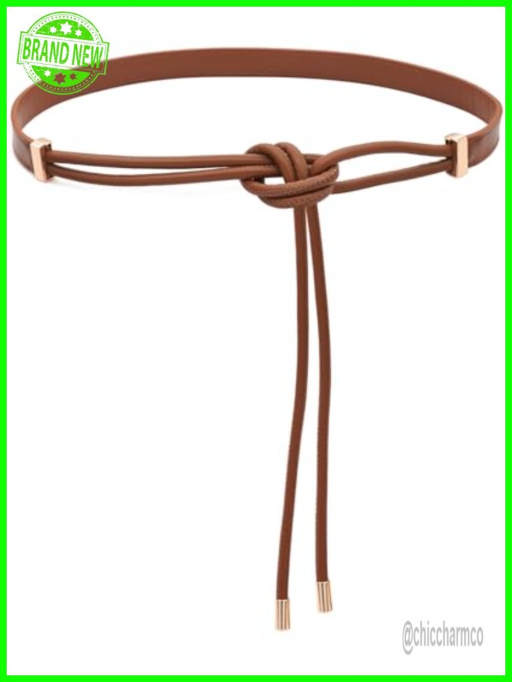 PU Leather Skinny Knotted Thin Waist Belt for Women Dresses
